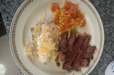 Plated steak meal