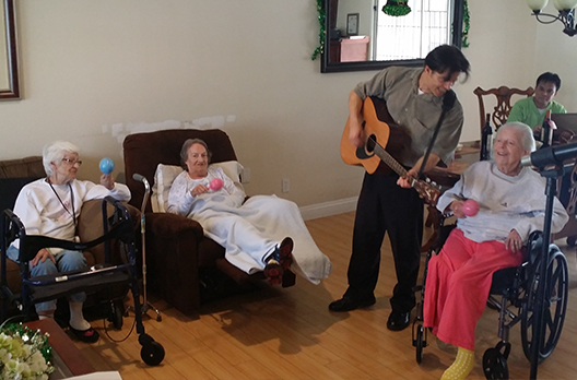 Musician performing for seniors